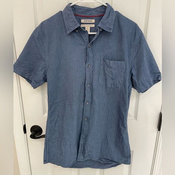 Goodthreads Other - Goodthreads 100% Cotton Blue Short Sleeve Slim Button Down Shirt Men’s Size M